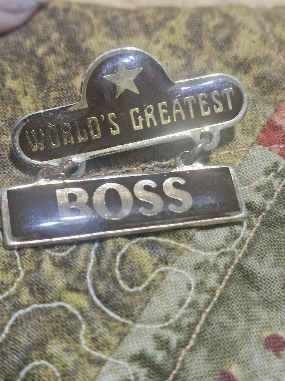 World's Greatest Boss Gold Tone Pin Badge